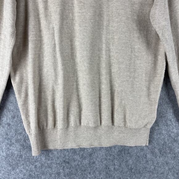 J Crew Raglan Budded Crewneck Sweater Mens Medium Beige Cotton Knit Preppy NEW - Picture 3 of 14